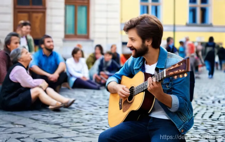 거리공연에 대한 법적 이해 - **"Melody in the City Square"**
    A captivating street musician, a young man in his late 20s with ...